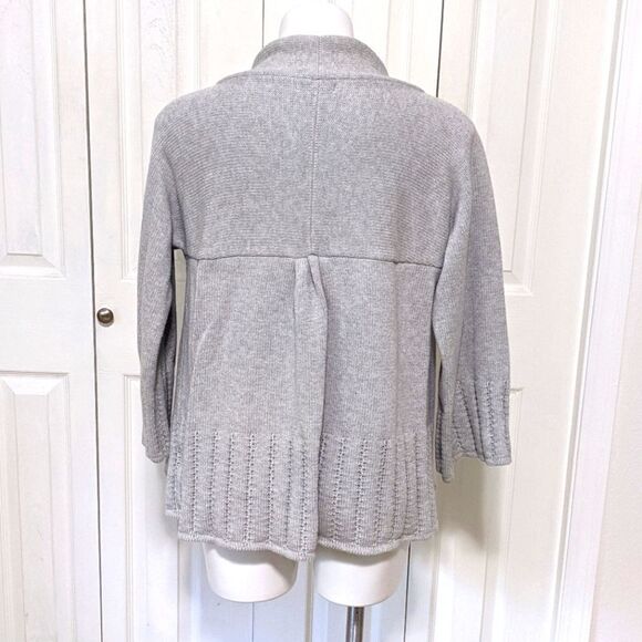 Women's "Mix It" Brand Cotton Open Heather Grey Cardigan Sweater - Picture 12 of 13